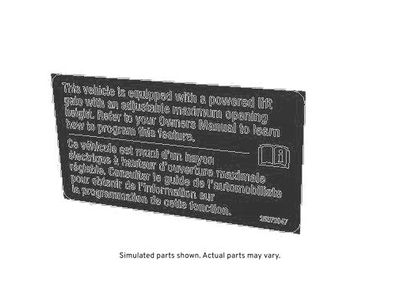GM 25972047 Label, Vehicle Systems - Cautionary Communications 25972047 GM Label, Vehicle Systems - Cautionary Communications Product Photo 1 of 1