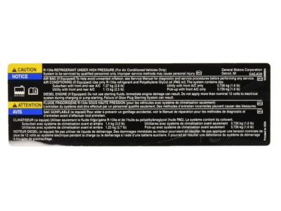 GMC 10388864 A/C Label