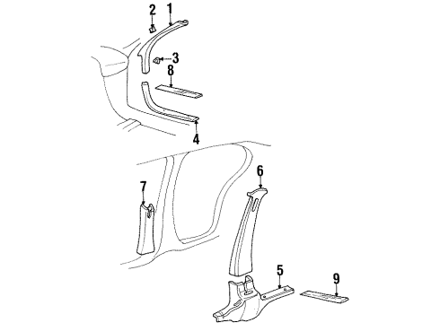 GM 10281854 Center Pillar Trim, Passenger Side