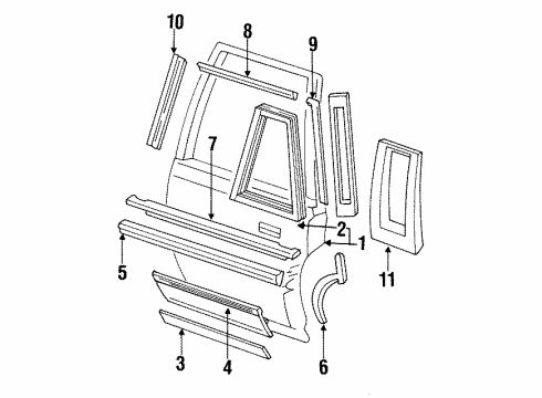 1991 Cadillac Brougham Window Regulator, Passenger Side Diagram for 20738836