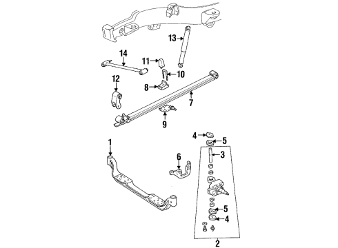 1993 GMC K2500 Front Suspension Components, Lower Control Arm, Upper Control Arm, Stabilizer Bar Diagram