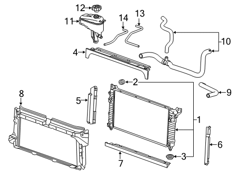 2017 Cadillac Escalade Radiator & Components Diagram