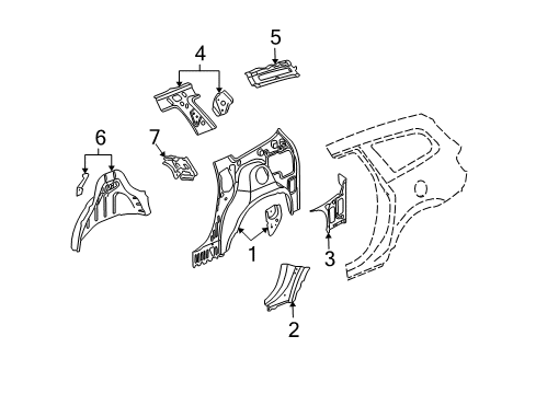 2011 Buick Enclave Inner Structure - Quarter Panel Diagram