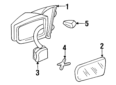 1999 Chevy Monte Carlo Mirror Outside, Rear Passenger Side Diagram for 10169576