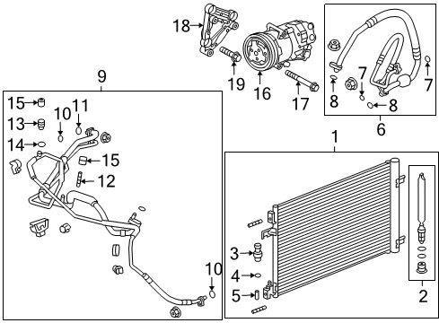 2015 Chevy Cruze A/C Condenser, Compressor & Lines Diagram