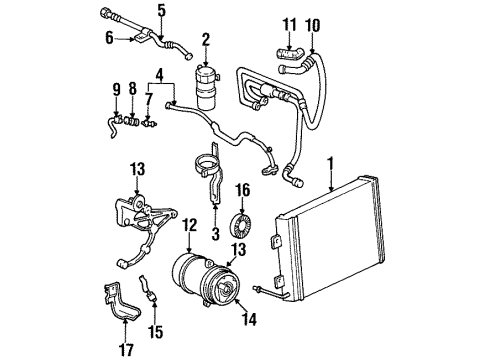 1998 Pontiac Firebird A/C Condenser, Compressor & Lines Diagram