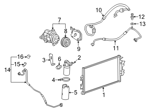 2018 Chevy Express 2500 A/C Condenser, Compressor & Lines Diagram
