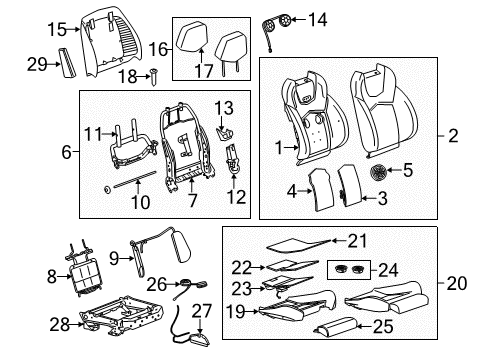 2011 Cadillac CTS Passenger Seat Components Diagram