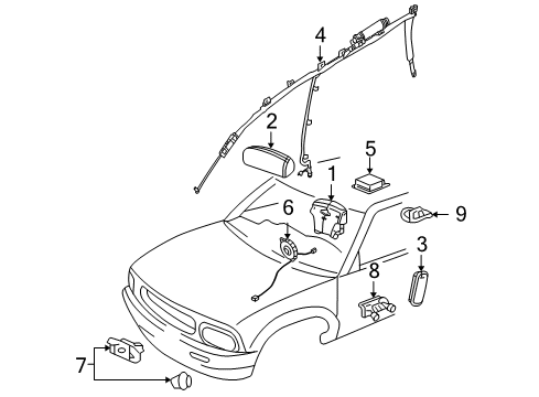 2005 Buick Rainier Air Bag Components Diagram