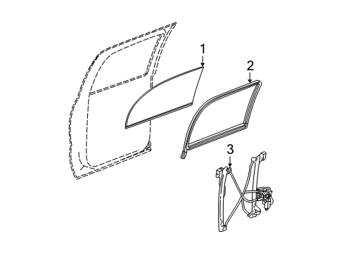 2004 Cadillac Escalade EXT Rear Door - Glass & Hardware Diagram