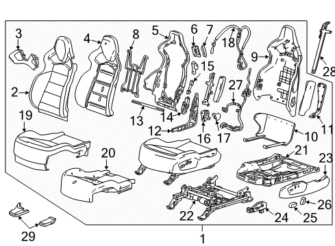 2017 Chevy Corvette Driver Seat Components Diagram