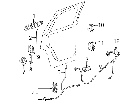 2008 Cadillac Escalade ESV Rear Door - Lock & Hardware Diagram