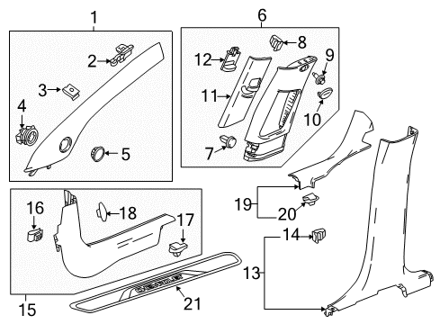 2022 Chevy Trax Interior Trim - Pillars Diagram