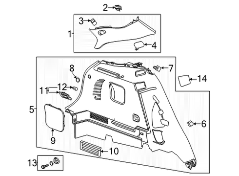 2023 Chevy Trailblazer Interior Trim - Quarter Panels Diagram