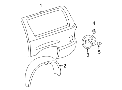 2002 GMC Yukon Quarter Panel & Components Diagram