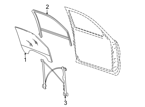 2004 Cadillac Escalade EXT Front Door - Glass & Hardware Diagram
