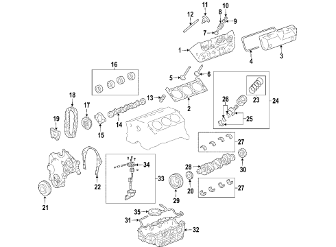 2007 Pontiac G6 Engine Parts, Mounts, Cylinder Head & Valves, Camshaft & Timing, Variable Valve Timing, Oil Pan, Balance Shafts, Crankshaft & Bearings, Pistons, Rings & Bearings Diagram