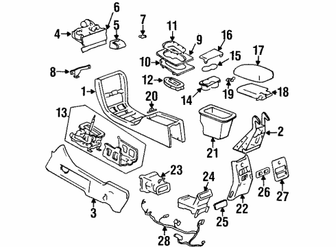1997 Cadillac Seville Cup Holder Diagram for 25661671