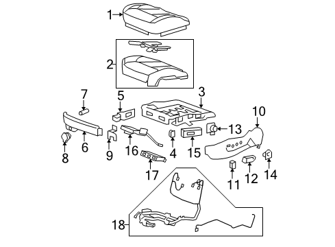 2007 Cadillac DTS Front Seat Components Diagram