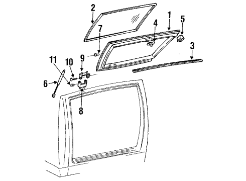2000 GMC Yukon Lift Gate & Hardware, Glass Diagram
