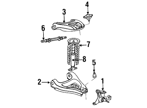 1985 Buick Electra Front Suspension Components, Lower Control Arm, Upper Control Arm, Stabilizer Bar Diagram