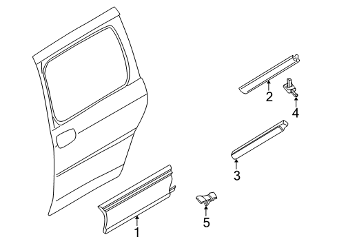 2001 Pontiac Montana Exterior Trim - Side Loading Door Diagram