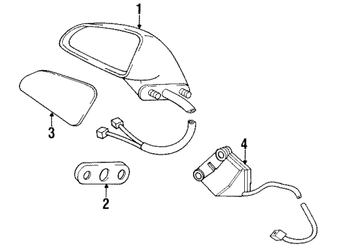1991 Buick Park Avenue Mirror, Rear Driver Side Diagram for 20748648
