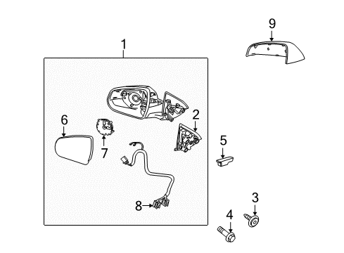 2014 Cadillac SRX Outside Mirrors Diagram
