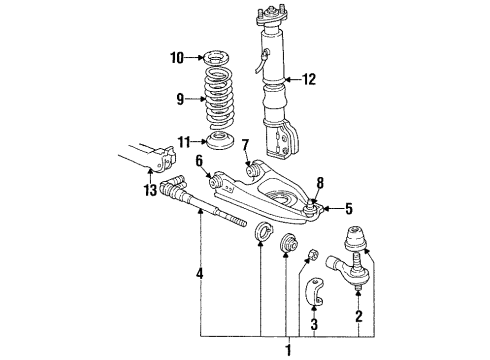 1994 Pontiac Bonneville Rear Suspension Components, Lower Control Arm, Ride Control, Stabilizer Bar Diagram