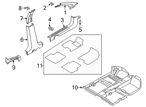 2006 Chevy Aveo Interior Trim - Pillars, Rocker & Floor Diagram