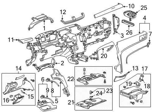 2014 Cadillac XTS Cluster & Switches, Instrument Panel Diagram