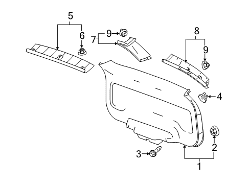 2007 Chevy Equinox Interior Trim - Lift Gate Diagram