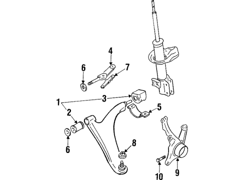 1998 Chevy Metro Lower Control Arm Bracket Diagram for 96066948