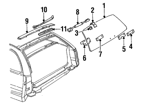 1994 Buick Roadmaster Tail Gate Glass & Hardware, Wiper & Washer Components Diagram