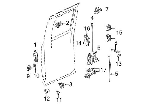 2005 Chevy Silverado 1500 Rear Door - Lock & Hardware Diagram