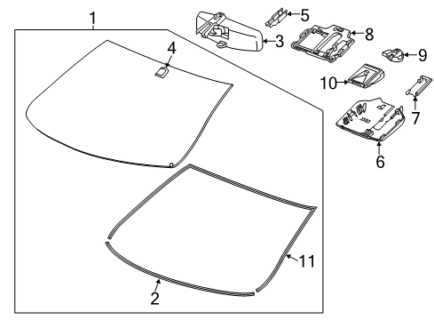 2014 Chevy Malibu Windshield Glass, Reveal Moldings Diagram