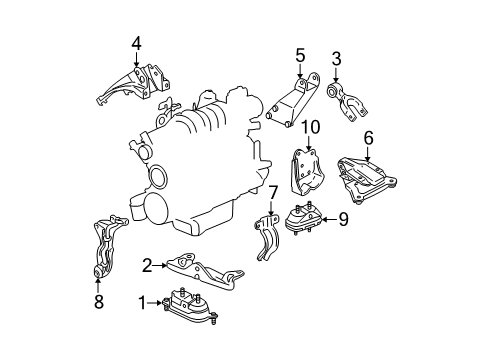 2007 Buick LaCrosse Engine & Trans Mounting Diagram