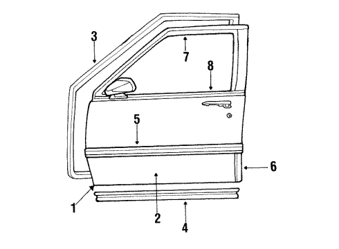 1988 Pontiac Bonneville Molding, Front Driver Side Diagram for 12390527