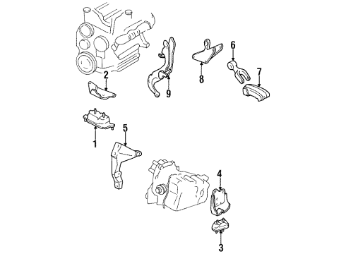 1993 Oldsmobile Cutlass Supreme Engine & Trans Mounting Diagram
