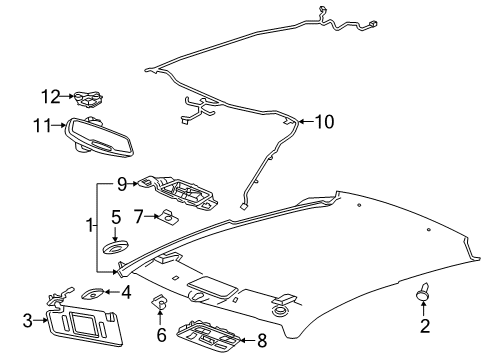 2017 Chevy Camaro Interior Trim - Roof Diagram