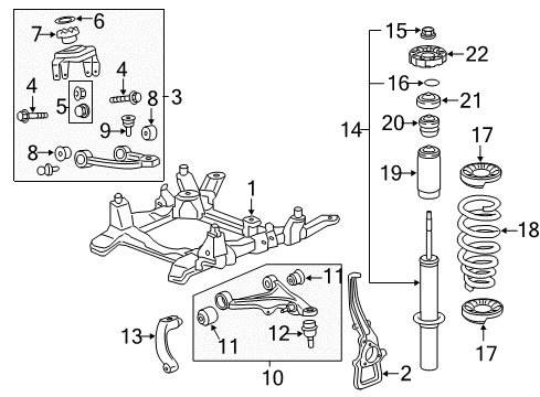 2011 Cadillac CTS Front Suspension Components, Lower Control Arm, Upper Control Arm, Ride Control, Stabilizer Bar Diagram