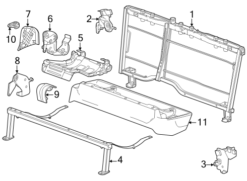 2023 GMC Canyon Rear Seat Components Diagram
