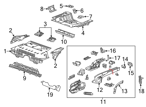 2022 Chevy Trax Rear Floor & Rails Diagram