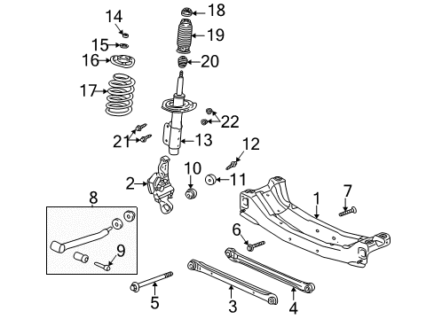 2004 Oldsmobile Alero Rear Suspension Components, Stabilizer Bar Diagram