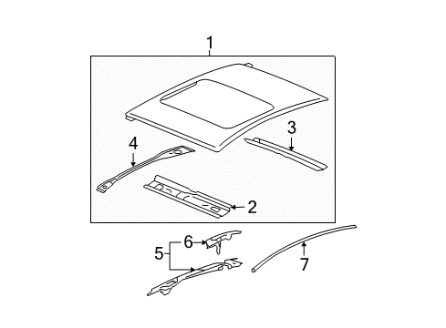 2007 Buick LaCrosse Roof & Components, Exterior Trim Diagram