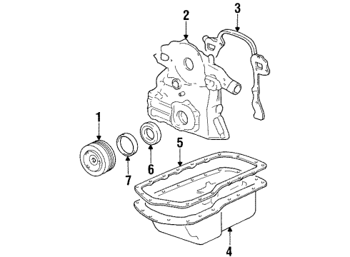 1997 Buick Riviera Engine Parts, Mounts, Cylinder Head & Valves, Camshaft & Timing, Oil Pan, Oil Pump, Balance Shafts, Crankshaft & Bearings, Pistons, Rings & Bearings Diagram