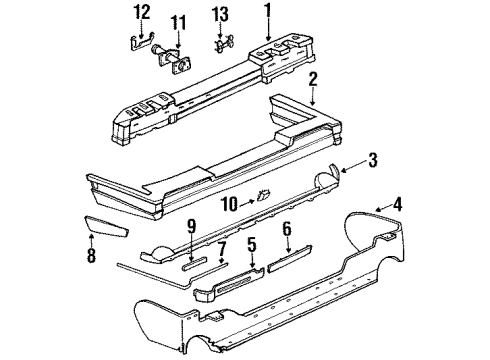 1991 Cadillac Eldorado Bumper Cover Diagram for 20750760