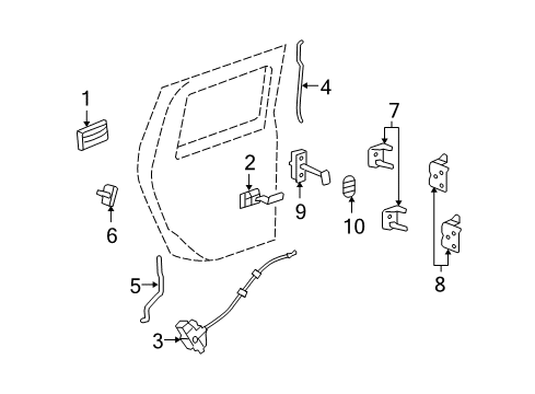 2009 Hummer H2 Rear Door - Lock & Hardware Diagram