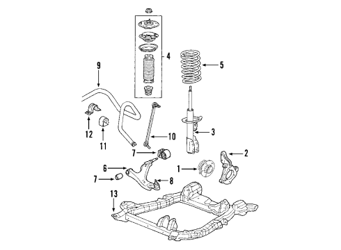 2007 Saturn Vue Front Suspension Components, Lower Control Arm, Stabilizer Bar Diagram