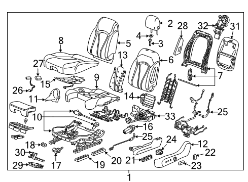 2016 Buick Envision Driver Seat Components Diagram